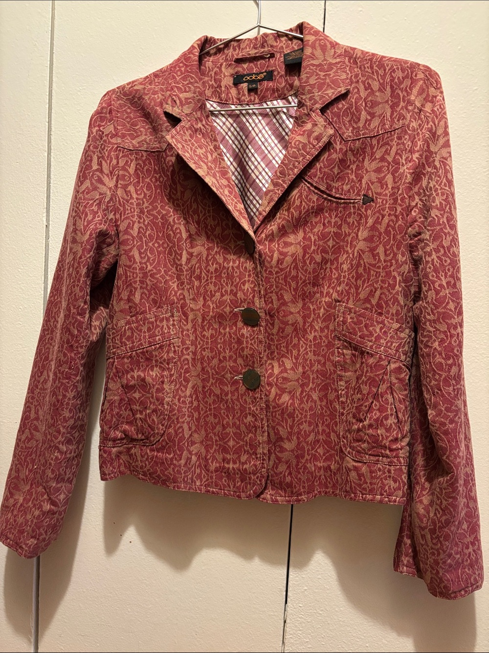 Women's Burgundy Patterned Blazer Jacket